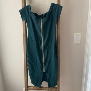 Dark green - zip down dress